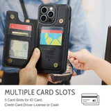 iPhone 14 Pro Max Caseme C22-etui RFID-kortpung - Sort