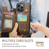 iPhone 14 Pro Max Caseme C22-etui RFID-kortpung - Brun