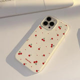 iPhone 14 Pro Max TPU-cover med kirsebærmønster - Hvid