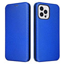 iPhone 14 Pro Max Flip Cover - Karbonfiber - Blå