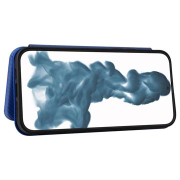 iPhone 14 Pro Max Flip Cover - Karbonfiber - Blå