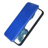 iPhone 14 Pro Max Flip Cover - Karbonfiber - Blå
