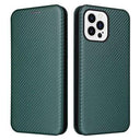 iPhone 14 Pro Max Flip Cover - Karbonfiber - Grøn