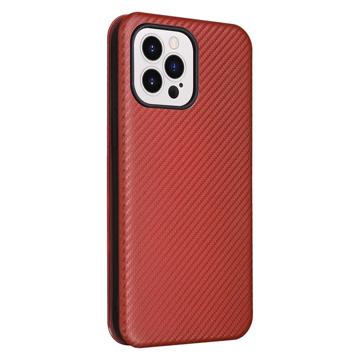 iPhone 14 Pro Max Flip Cover - Karbonfiber - Orange