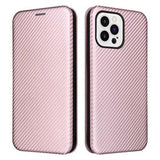 iPhone 14 Pro Max Flip Cover - Karbonfiber - Rødguld