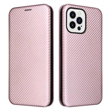 iPhone 14 Pro Max Flip Cover - Karbonfiber - Rødguld