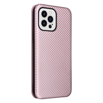 iPhone 14 Pro Max Flip Cover - Karbonfiber - Rødguld