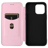 iPhone 14 Pro Max Flip Cover - Karbonfiber - Rødguld