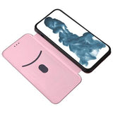 iPhone 14 Pro Max Flip Cover - Karbonfiber - Rødguld