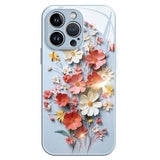 iPhone 14 Pro Max Blomsterbuket Hybrid Cover - Blå