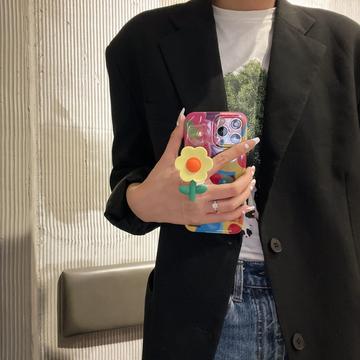 iPhone 14 Pro Max TPU Cover med Blomst og Armbånd - Farverigt