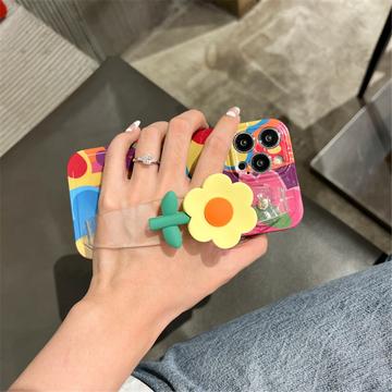 iPhone 14 Pro Max TPU Cover med Blomst og Armbånd - Farverigt