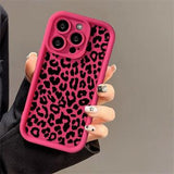 iPhone 14 Pro Max TPU-cover med leopardprint - Hot Pink