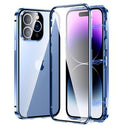 iPhone 14 Pro Max Magnetisk Cover med Hærdet Glas - Blå