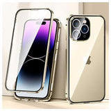 iPhone 14 Pro Max Magnetisk Cover med Hærdet Glas - Guld