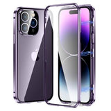 iPhone 14 Pro Max Magnetisk Cover med Hærdet Glas - Lilla