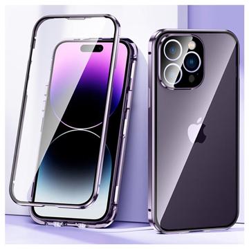 iPhone 14 Pro Max Magnetisk Cover med Hærdet Glas - Lilla