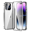 iPhone 14 Pro Max Magnetisk Cover med Hærdet Glas - Sølv