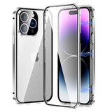 iPhone 14 Pro Max Magnetisk Cover med Hærdet Glas - Sølv