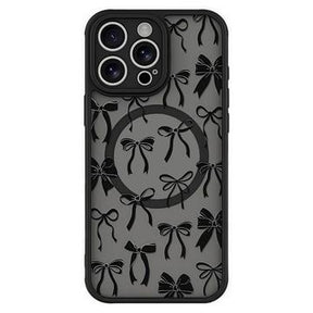 iPhone 14 Pro Max Stilfuldt beskyttende magnetisk cover - sorte sløjfer