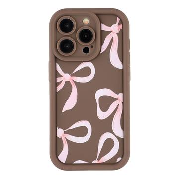 iPhone 14 Pro Max Stilfuldt stødsikkert TPU cover med forhøjede kanter - Brun / Stor sløjfe