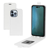 iPhone 14 Pro Max Vertikal Flip Taske med Kortholder - Hvid
