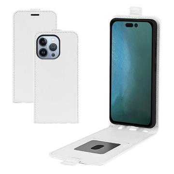 iPhone 14 Pro Max Vertikal Flip Taske med Kortholder - Hvid