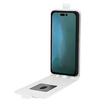 iPhone 14 Pro Max Vertikal Flip Taske med Kortholder - Hvid