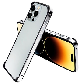 iPhone 14 Pro Metal Bumper med Forhøjede Kanter - Sølv