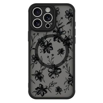 iPhone 14 Pro Stilfuldt beskyttende magnetisk cover - blækblomster