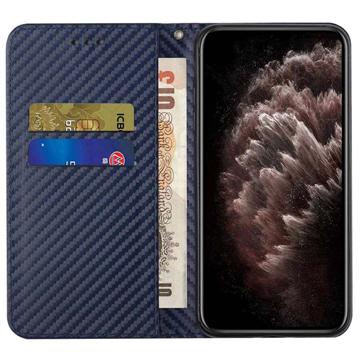 iPhone 14 Pro Pung Cover - Karbonfiber - Blå