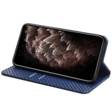 iPhone 14 Pro Pung Cover - Karbonfiber - Blå