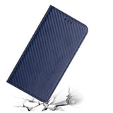 iPhone 14 Pro Pung Cover - Karbonfiber - Blå