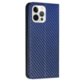 iPhone 14 Pro Pung Cover - Karbonfiber - Blå