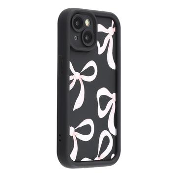 iPhone 14 Stilfuldt stødsikkert TPU cover med forhøjede kanter - sort / stor sløjfe