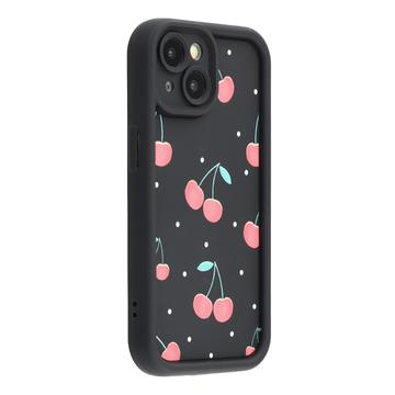 iPhone 14 Stilfuldt stødsikkert TPU cover med forhøjede kanter - sort / Kirsebær