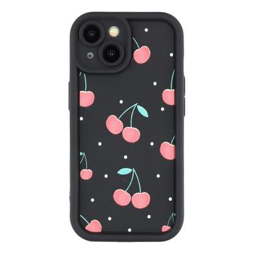 iPhone 14 Stilfuldt stødsikkert TPU cover med forhøjede kanter - sort / Kirsebær