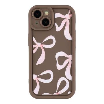 iPhone 14 Stilfuldt stødsikkert TPU cover med forhøjede kanter - Brun / Stor sløjfe