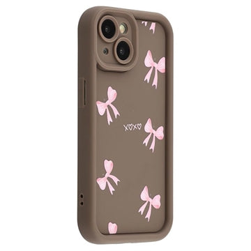 iPhone 14 Stilfuldt stødsikkert TPU cover med forhøjede kanter - Brun / Sløjfe