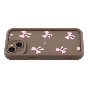 iPhone 14 Stilfuldt stødsikkert TPU cover med forhøjede kanter - Brun / Sløjfe