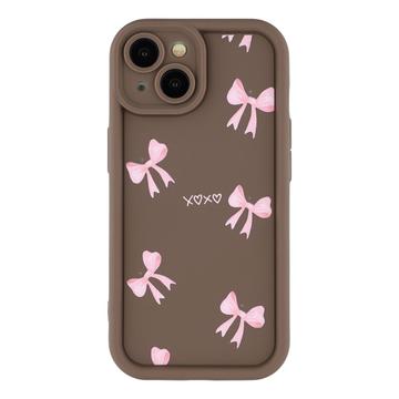 iPhone 14 Stilfuldt stødsikkert TPU cover med forhøjede kanter - Brun / Sløjfe