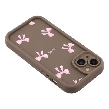 iPhone 14 Stilfuldt stødsikkert TPU cover med forhøjede kanter - Brun / Sløjfe