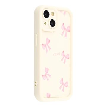 iPhone 14 Stilfuldt stødsikkert TPU cover med forhøjede kanter - hvid / sløjfe