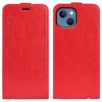 iPhone 14 Vertikal Flip Cover med Kortholder - Rød