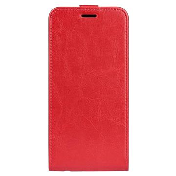 iPhone 14 Vertikal Flip Cover med Kortholder - Rød