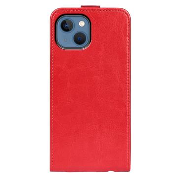 iPhone 14 Vertikal Flip Cover med Kortholder - Rød