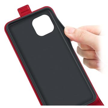iPhone 14 Vertikal Flip Cover med Kortholder - Rød