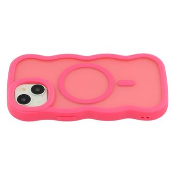 iPhone 14 Bølgekant magnetisk hybrid cover - hot pink