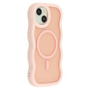 iPhone 14 Bølgekant magnetisk hybrid cover - pink