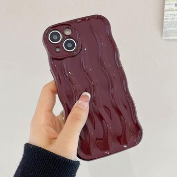 iPhone 15 3D lineær bølgetaske - vinrød
